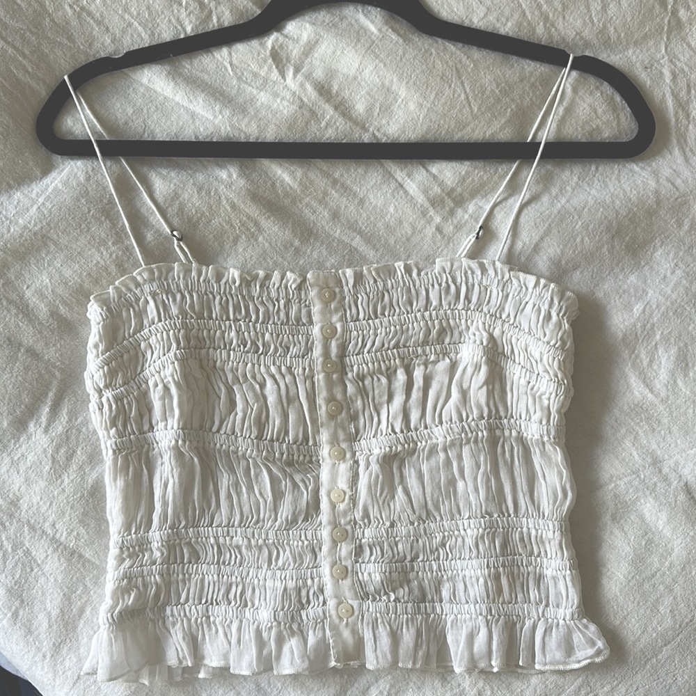 Free People FP One White Linen Tank Top Tube Top